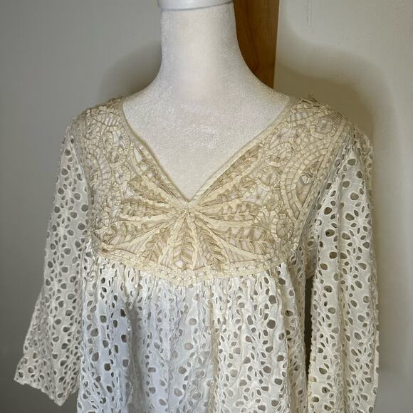 Calypso St. Barth cream eyelet top size L - Picture 4 of 10